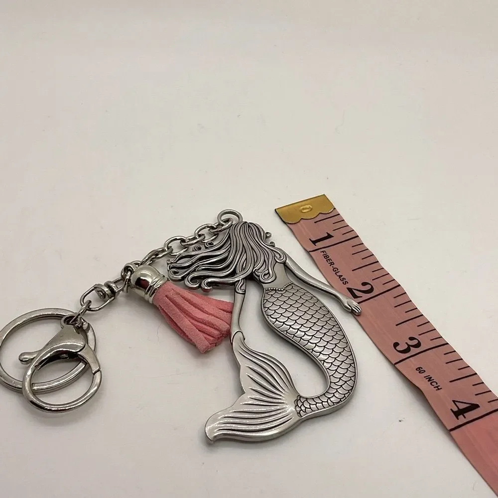Mermaid Keychain with Pink Tassel